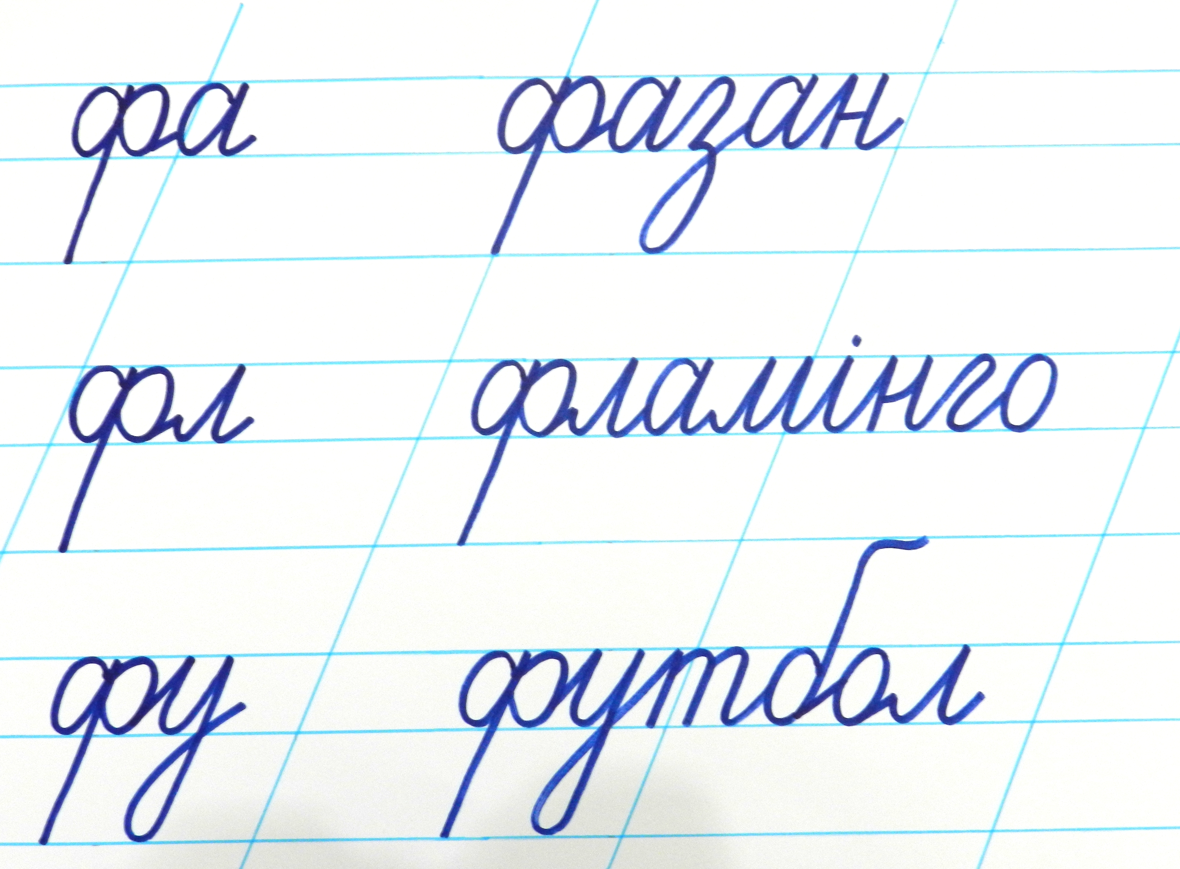 Написання рядкової букви “ф” (еф), складів, слів з нею.