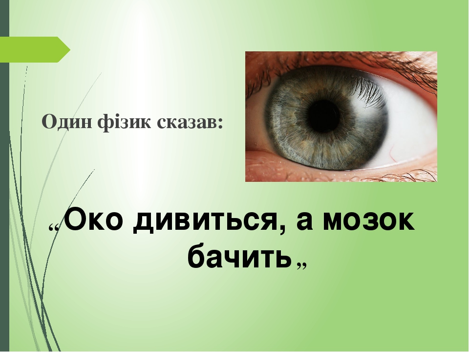 Один фізик сказав: Око дивиться, а мозок бачить “ ”