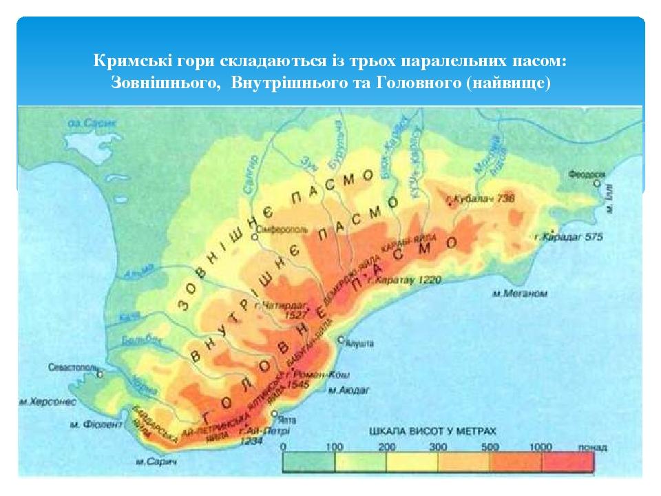 Крымские горы карта физическая