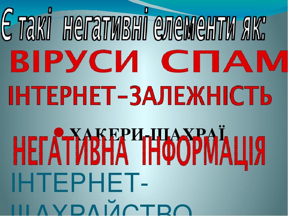 ІНТЕРНЕТ-ШАХРАЙСТВО ХАКЕРИ-ШАХРАЇ