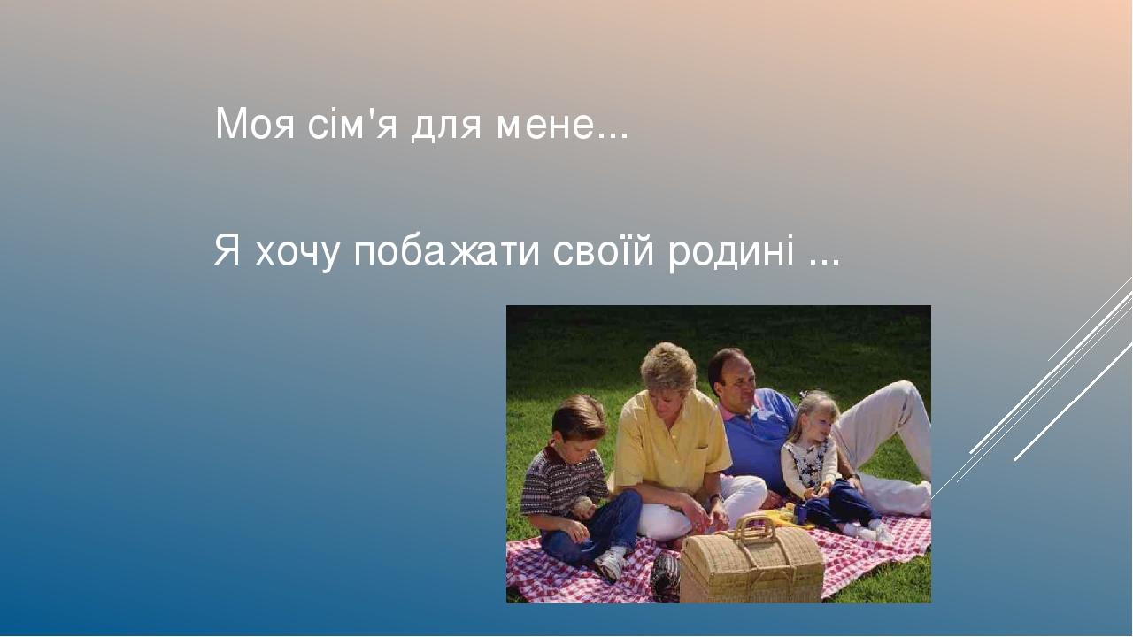 Моя сім'я для мене... Я хочу побажати своїй родині ...