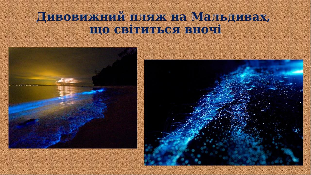 Дивовижний пляж на Мальдивах, що світиться вночі