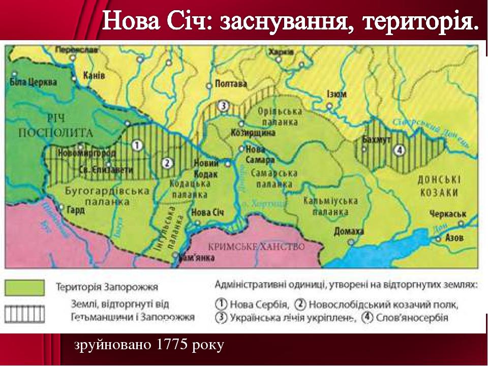 План Нової (Підпільненської) Січі, яку було зруйновано 1775 року