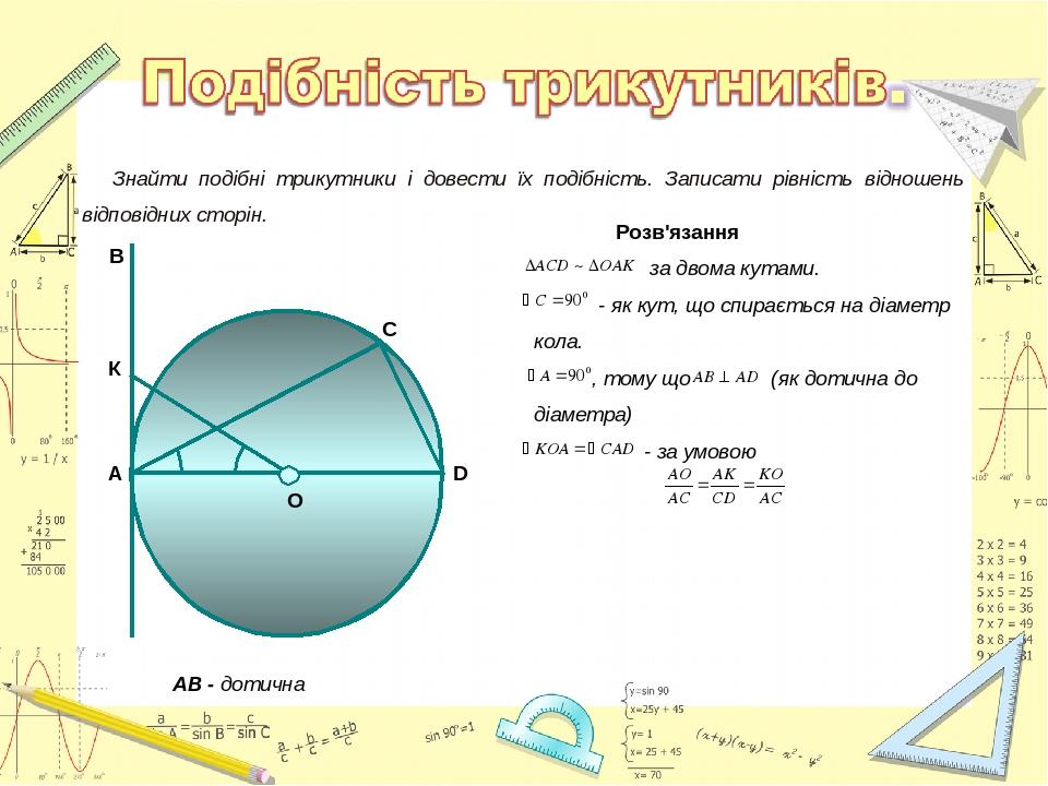 Урок геометрії 8 кл Подібні трикутники