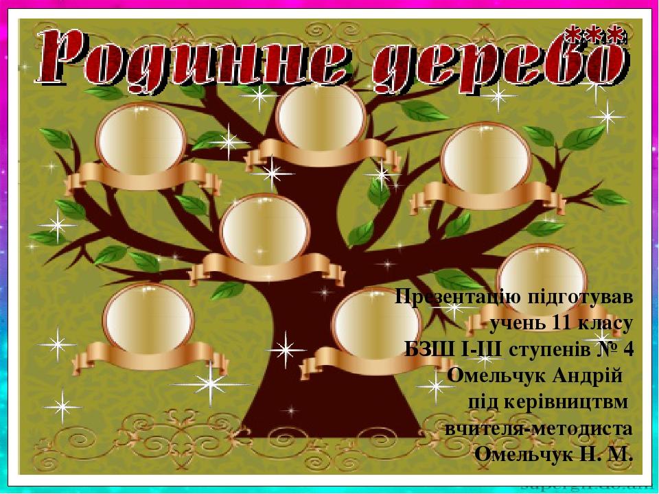 Презентацію підготував учень 11 класу БЗШ І-ІІІ ступенів № 4 Омельчук Андрій під керівництвм вчителя-методиста Омельчук Н. М.