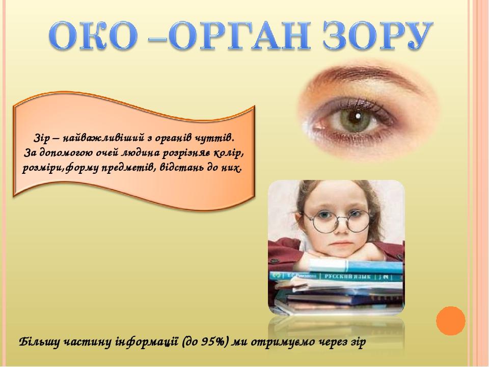 Більшу частину інформації (до 95%) ми отримуємо через зір
