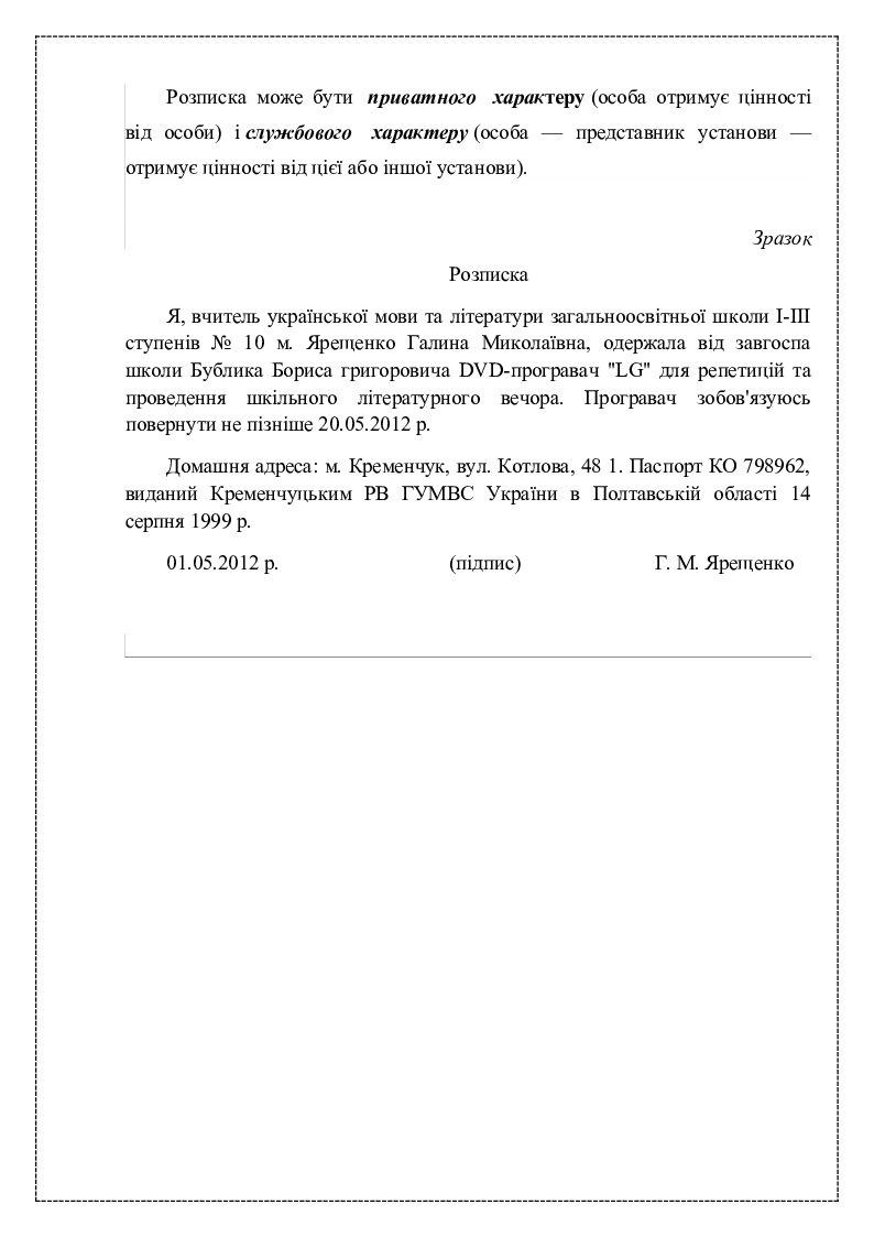 Зразки ділових паперів | Інші методичні матеріали. Українська мова