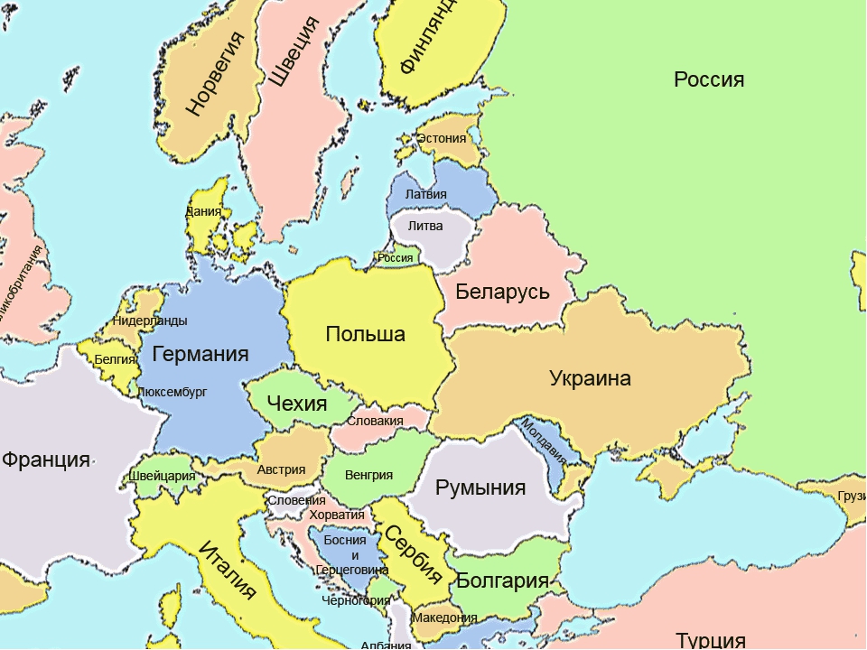 Величина стран в европе