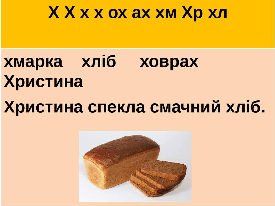 Х Х х х ох ах хм Хр хл хмарка хліб ховрах Христина Христина спекла смачний хліб.