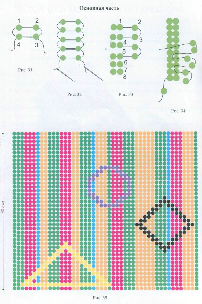 Схема чехла из бисера для телефона схема