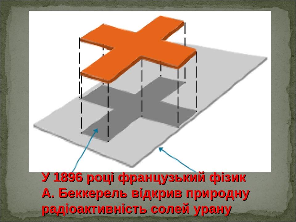 У 1896 році французький фізик А. Беккерель відкрив природну радіоактивність солей урану