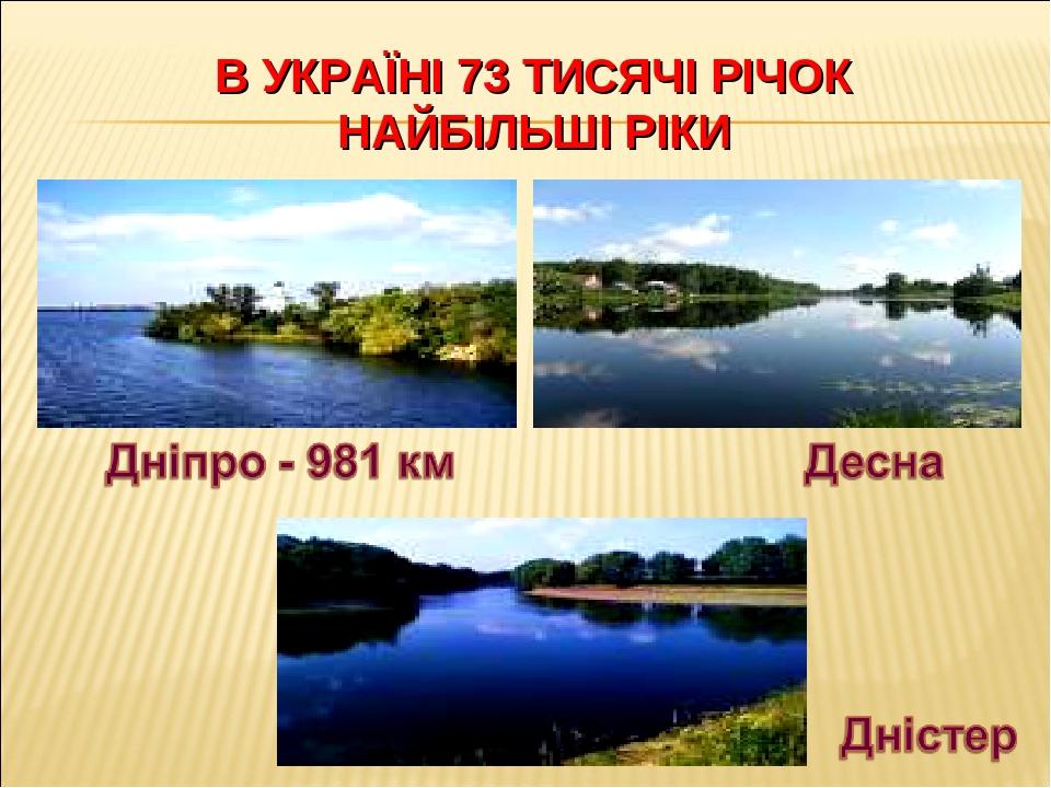 В УКРАЇНІ 73 ТИСЯЧІ РІЧОК НАЙБІЛЬШІ РІКИ