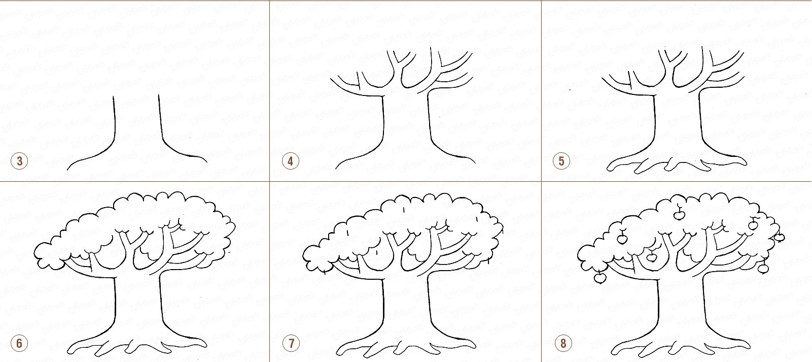 Рисунок дерева поэтапно