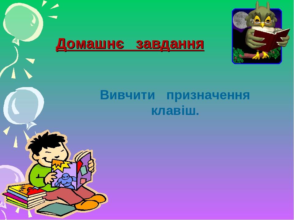 Домашнє завдання Вивчити призначення клавіш.