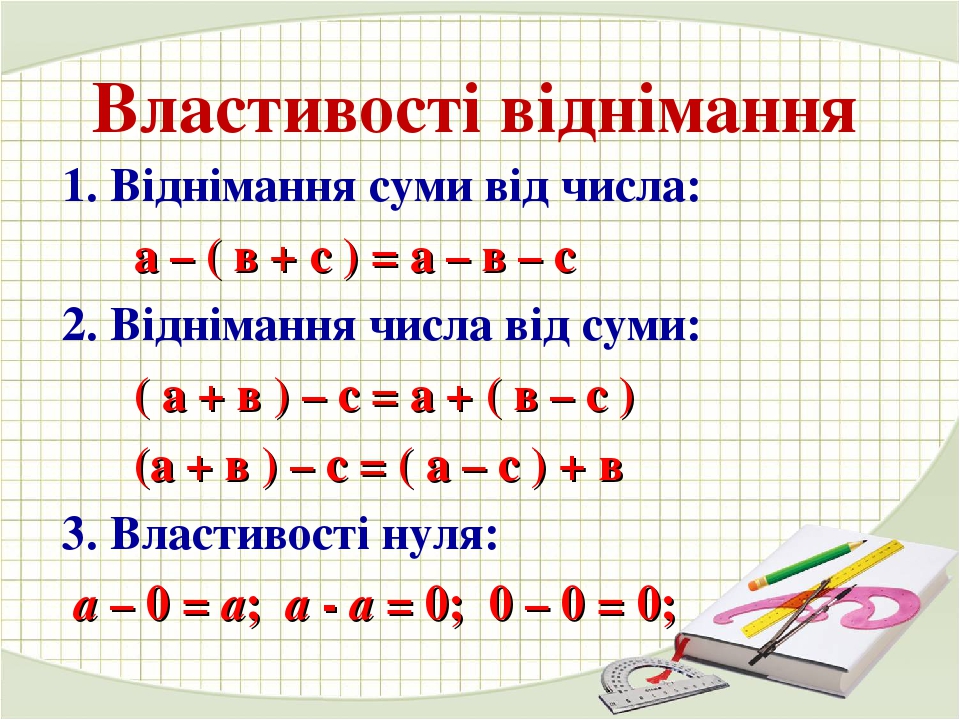 Презентація до уроку "Віднімання натуральних чисел"