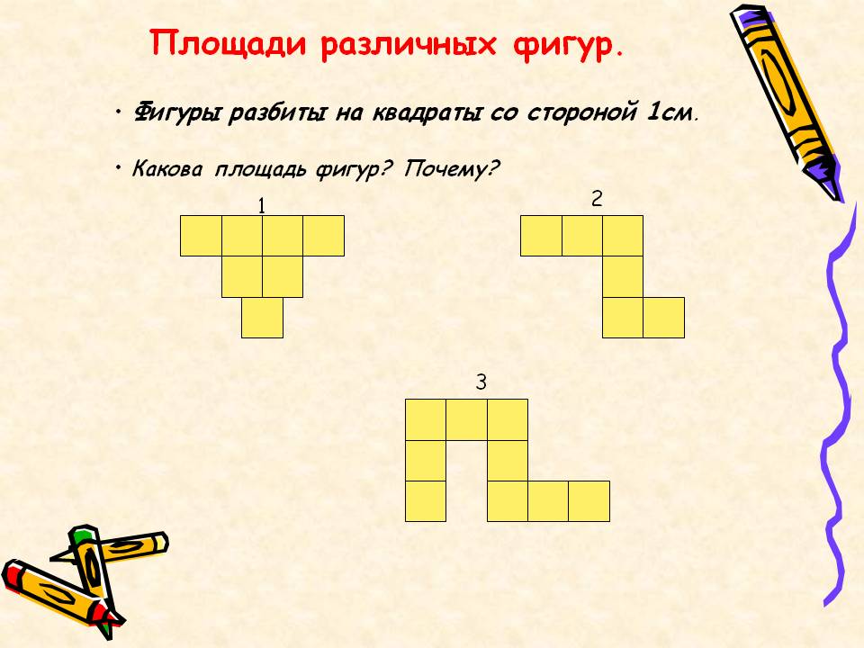 Площадь фигуры 1 класс